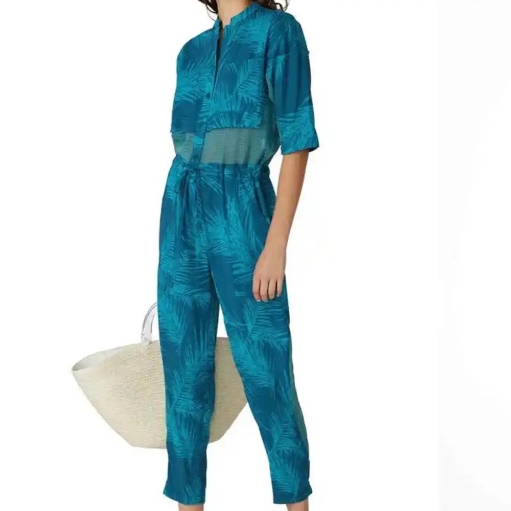 (A56) Jordana Jumpsuit –‎ Emerald Palms, Size Small